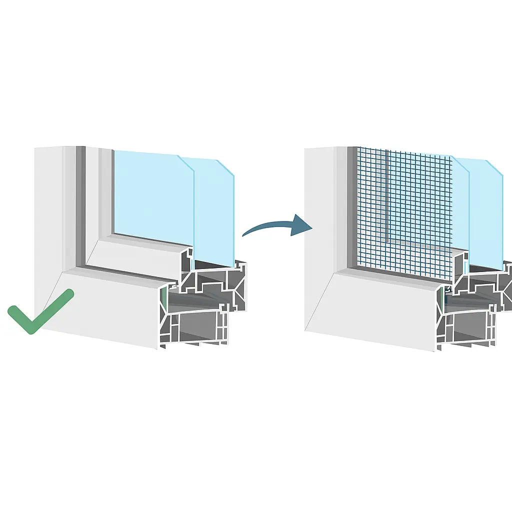 Versetzte PVC-Fenster mit FlexScreen